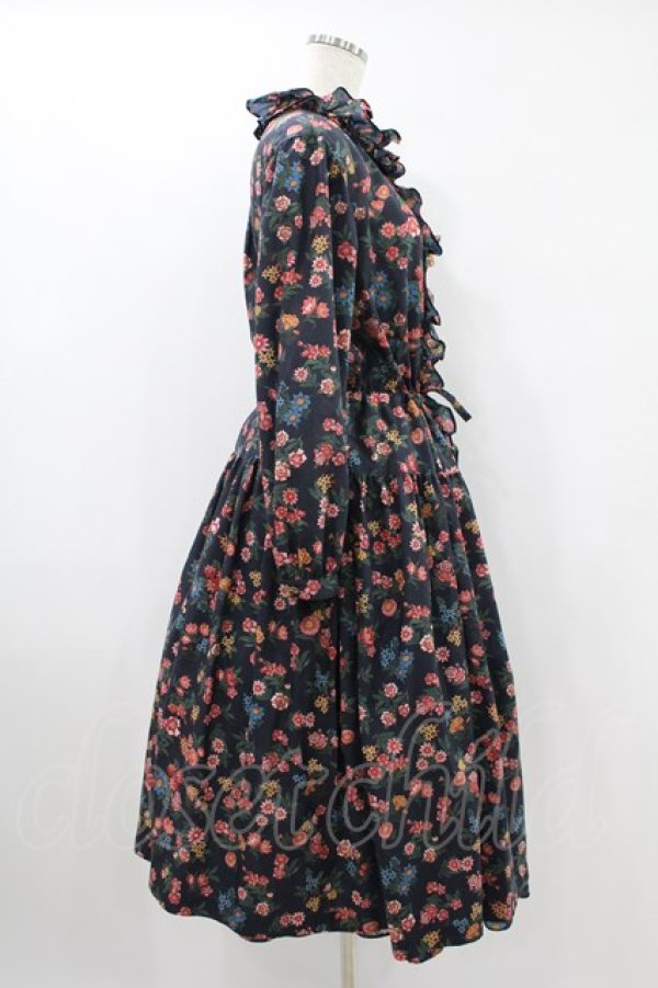 画像3: Jane Marple Dans Le Saｌon / Flowers of Jouy layered dress  ネイビー H-24-06-03-028-JM-OP-KB-ZH (3)