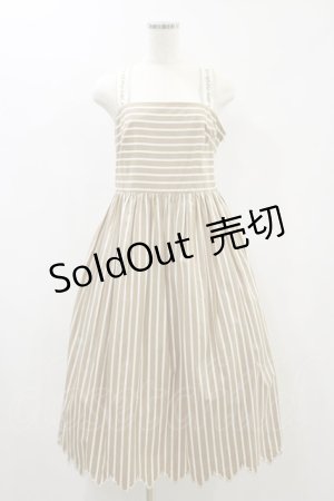 画像: Jane Marple / Marine Stripe scallop EMB dress  ベージュ H-24-06-07-093-JM-OP-KB-ZT285