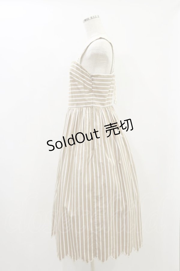 画像3: Jane Marple / Marine Stripe scallop EMB dress  ベージュ H-24-06-07-093-JM-OP-KB-ZT285 (3)