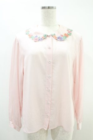 画像: Jane Marple / Flower embroidery collar blouse  ピンク H-24-06-08-1011-JM-BL-KB-ZH