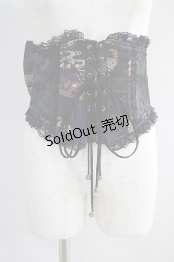 画像1: Qutie Frash / 花魁帯コルセット  黒×紫 H-24-06-20-1007-QU-TO-KB-ZH (1)