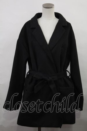 画像: NieR Clothing / ロゴ刺繍コート  黒 H-24-06-20-033-PU-CO-KB-ZT-C057