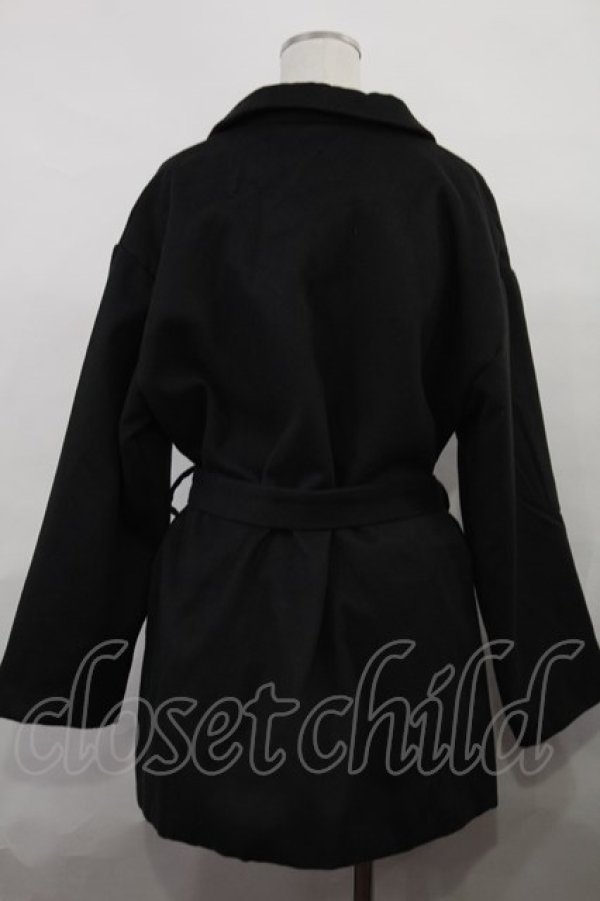 画像2: NieR Clothing / ロゴ刺繍コート  黒 H-24-06-20-033-PU-CO-KB-ZT-C057 (2)