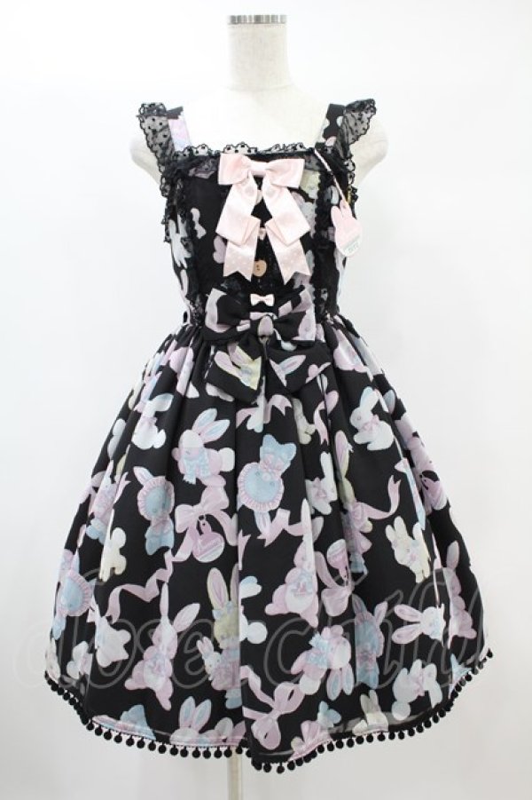 Angelic Pretty / Moco moco Bunnysジャンパースカート Free ブラック  H-24-06-22-1052-AP-OP-NS-ZH - closet child オンラインショップ