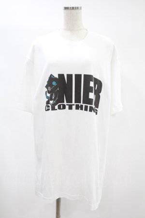 画像: NieR Clothing / プリント半袖CUTSEW XL 白 H-24-06-25-055-PU-TO-KB-ZT155