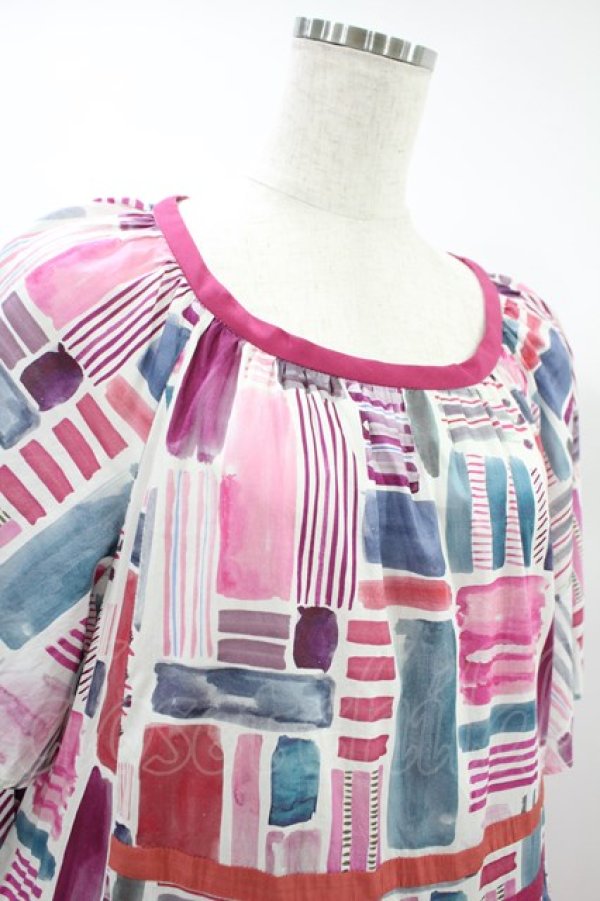 画像4: Jane Marple Dans Le Saｌon / Constructed stripes surf dress  ピンク H-24-07-03-1015-JM-OP-KB-ZT206 (4)