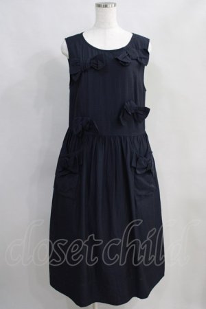 画像: Jane Marple / Dobby cloth front ribbon dress M ネイビー H-24-07-10-1041-JM-OP-SK-ZT219