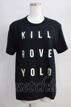 画像: KRY CLOTHING / 英字プリントTシャツ  黒×ホログラム H-24-07-11-1051-EL-TS-KB-ZT213