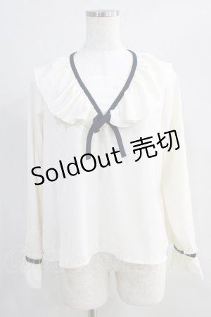 画像: Fi.n.t / パイピングリボンラッフルカラーブラウス Free OFF WHITE H-24-07-28-008-CA-BL-NS-ZH