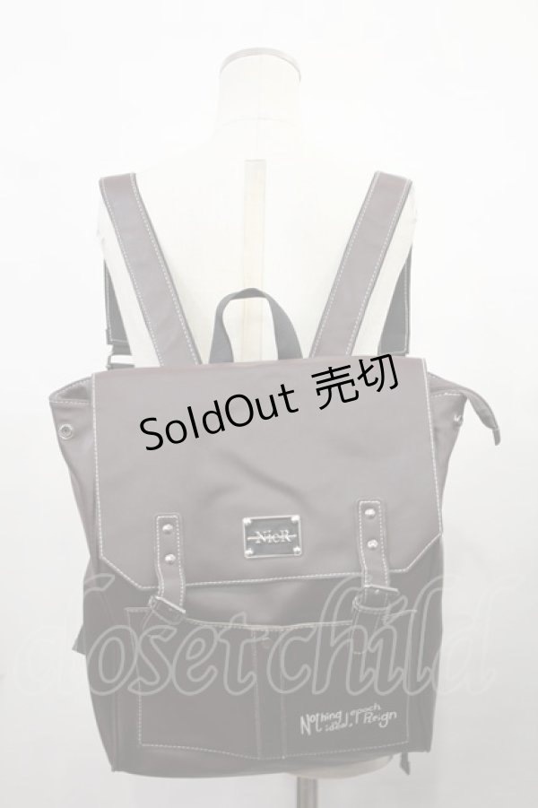 画像1: NieR Clothing / METAL LOGO PU LEATHER大容量BACKPACK  茶 H-24-08-03-1034-PU-BG-KB-ZH (1)