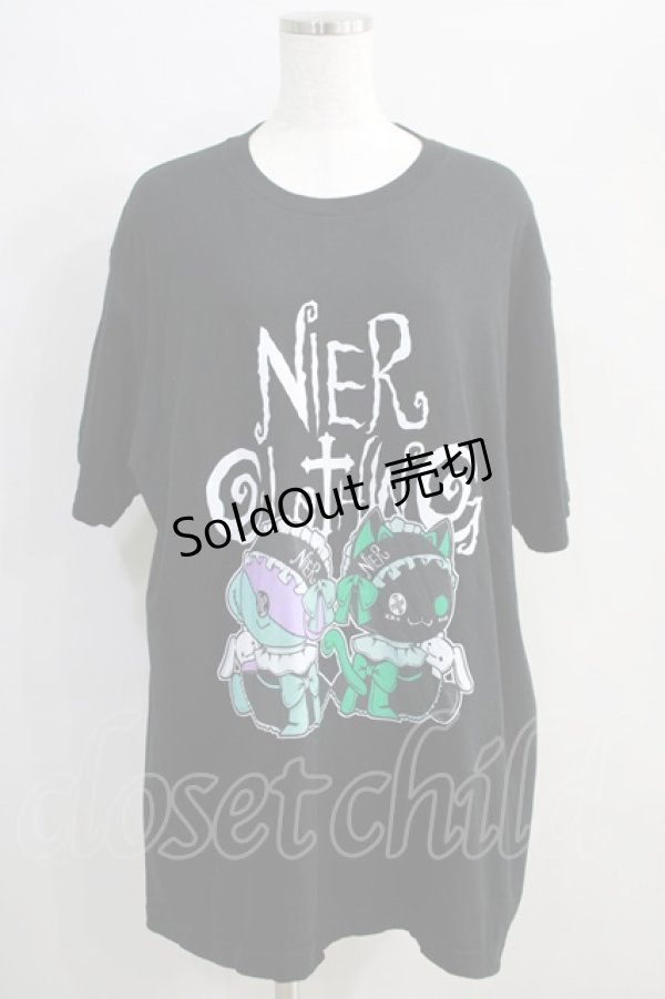 画像1: NieR Clothing / プリントCOTTON CUTSEW XL 黒 H-24-08-05-024-PU-TO-KB-ZH (1)