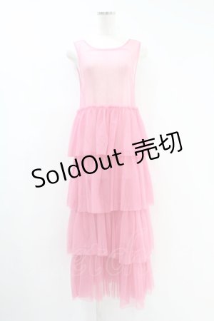 画像: Candy Stripper / TULLE TIERED ONE-PIECE  ピンク H-24-08-09-051-PU-OP-KB-ZH