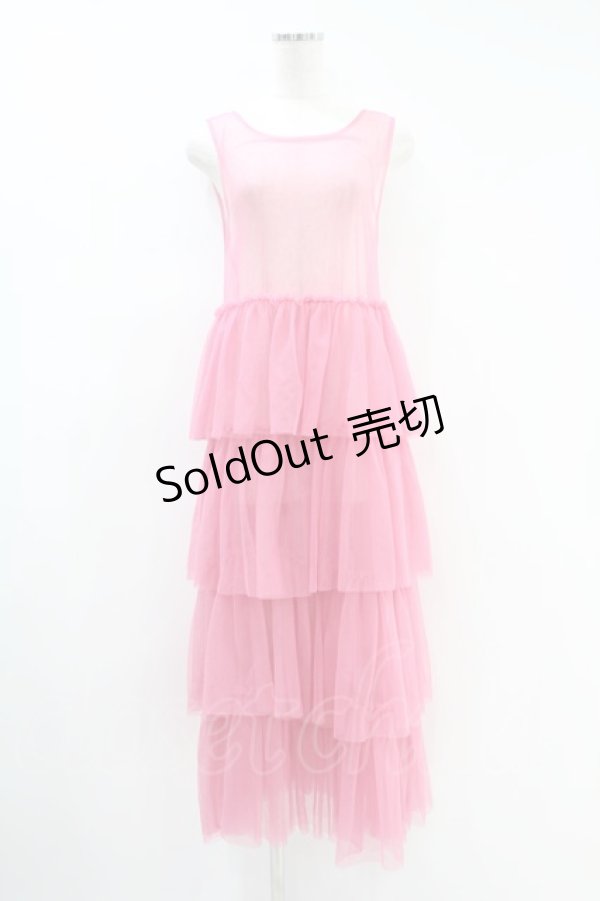 画像1: Candy Stripper / TULLE TIERED ONE-PIECE  ピンク H-24-08-09-051-PU-OP-KB-ZH (1)