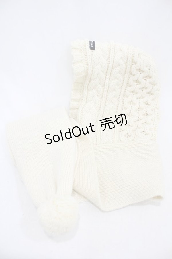 画像2: MILKFED / KNIT HOODED SCARF  アイボリー H-24-08-15-009-0-ZA-NS-ZH (2)