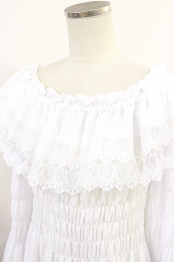 画像3: ATELIER PIERROT / Shirring princess sleeve blouse  ホワイト H-24-08-16-1033-EL-BL-KB-ZH (3)