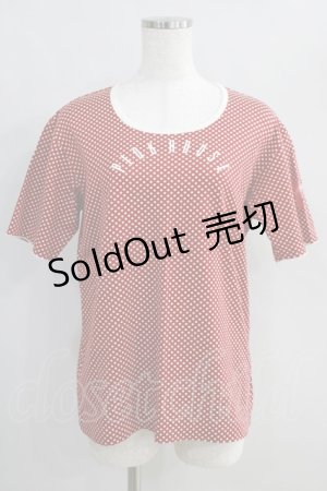 画像: PINK HOUSE / ロゴプリントドットTシャツ L レッド H-24-08-23-047-LO-TS-NS-ZH