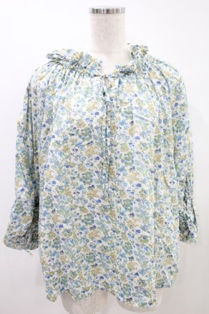 画像: Jane Marple Dans Le Saｌon / Lawn Liberty Bubble Sleeve Blouse  オフ×ブルー H-24-08-25-1030-JM-BL-KB-ZH