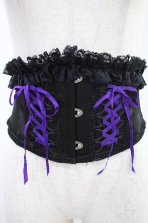 画像: MR corset / DOUBLE LACE UP VERY SHORT CORSET S 黒×紫 H-24-08-25-1002-PU-ZA-KB-ZH