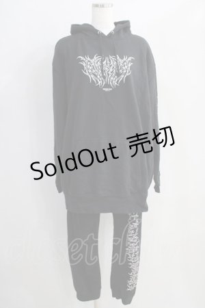 画像: KRY CLOTHING / パーカーセットアップ  黒 H-24-08-25-053-EL-JA-KB-ZH