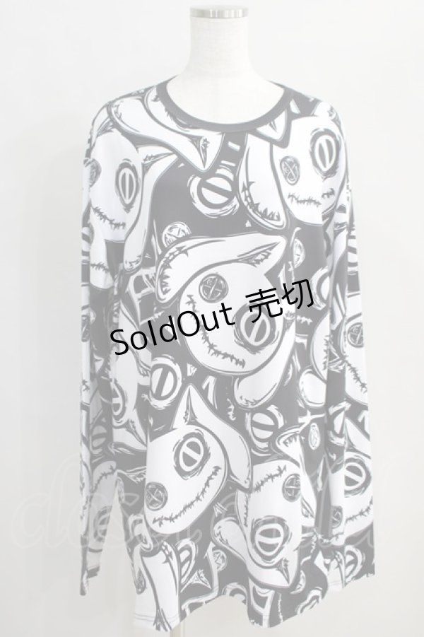 画像1: NieR Clothing / プリントLONG CUTSEW  黒 H-24-08-25-062-PU-TO-KB-ZH (1)