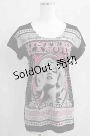 画像: HYSTERIC GLAMOUR / CASINO TODAYプリントUネックTシャツ  黒 H-24-08-30-045-PU-TO-KB-ZH