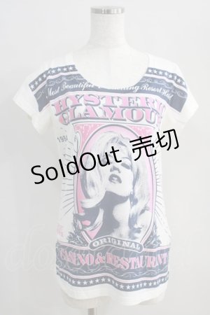 画像: HYSTERIC GLAMOUR / CASINO TODAYプリントUネックTシャツ  白 H-24-08-30-049-PU-TO-KB-ZH