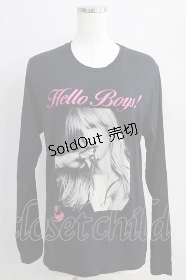 画像1: HYSTERIC GLAMOUR / COURTNEY LOVE HELLO BOYS LONG T  黒 H-24-08-30-070-PU-TO-KB-ZH (1)