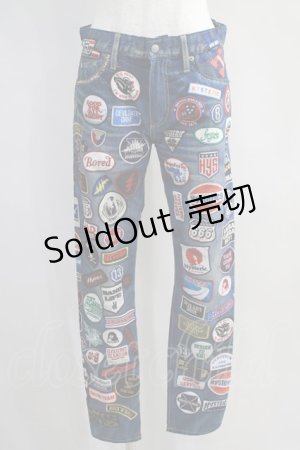 画像: HYSTERIC GLAMOUR / CLASSIC PATCHスリムパンツ M インディゴブルー H-24-08-30-022-PU-PA-KB-ZH