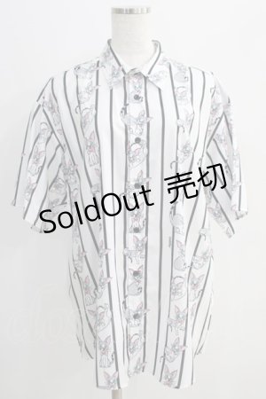 画像: MILKBOY / CAT STRIPE SHIRTS M オフシロ×クロ H-24-09-06-061-MB-BL-KB-ZH