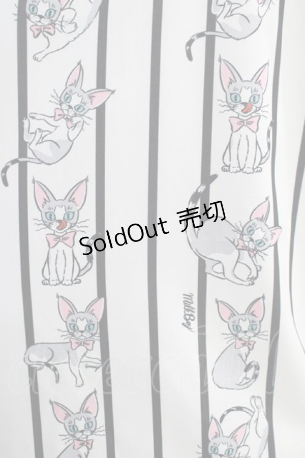 画像4: MILKBOY / CAT STRIPE SHIRTS M オフシロ×クロ H-24-09-06-061-MB-BL-KB-ZH (4)