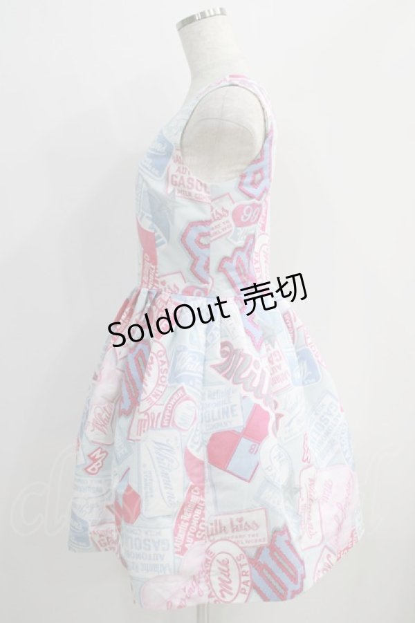 画像2: MILK / Patch girl dress Free サックスベース×ビビットピンク H-24-09-09-052-ML-OP-NS-ZT236 (2)