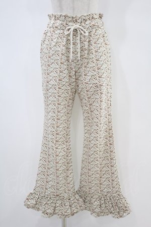 画像: Candy Stripper / FLORAL GIRLY FRILL HEM FLARE PANTS  アイボリー H-24-09-10-1039-PU-PA-KB-ZH