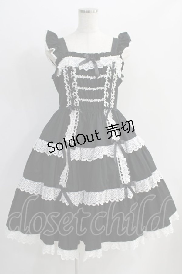 画像1: Angelic Pretty / Romanticティアードジャンパースカート Free ブラック H-24-09-11-1041-AP-OP-NS-ZH (1)