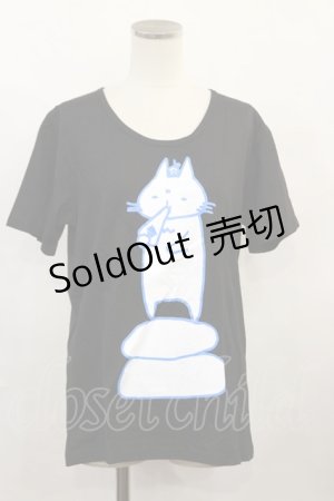 画像: MINT NeKO / プリントTシャツ  黒 H-24-09-11-021-HN-TO-KB-ZH