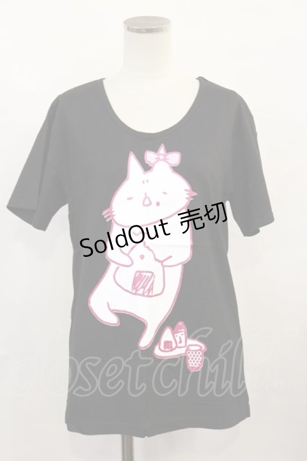 画像1: MINT NeKO / プリントTシャツ  黒 H-24-09-11-026-HN-TO-KB-ZH (1)