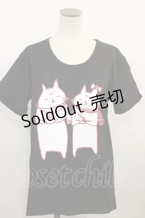 画像: MINT NeKO / プリントTシャツ  黒 H-24-09-11-031-HN-TO-KB-ZH