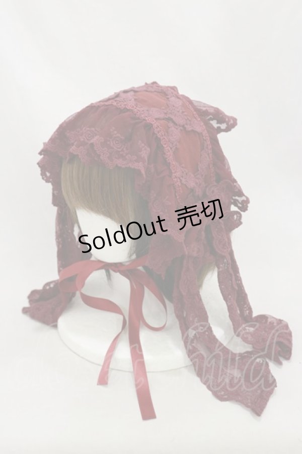 画像1: LIEF / Peau d`ane Fairytale Lacy Headdress  ボルドー H-24-09-12-004-LO-AC-NS-ZH (1)