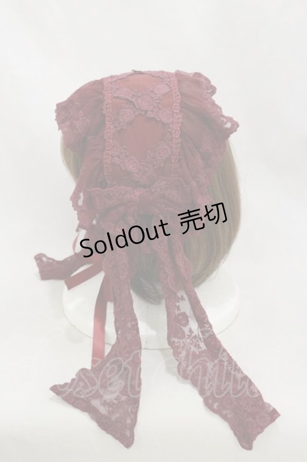 画像2: LIEF / Peau d`ane Fairytale Lacy Headdress  ボルドー H-24-09-12-004-LO-AC-NS-ZH (2)