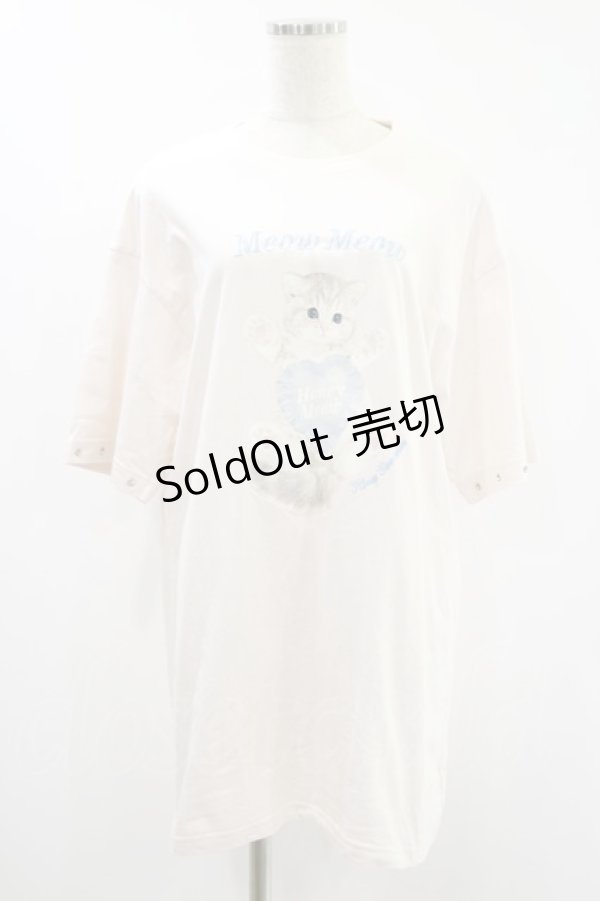 画像1: Honey Cinnamon / Meow Meow Cat Tシャツ Free ピンク H-24-09-12-046-LO-TS-NS-ZH (1)