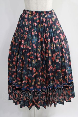 画像: Jane Marple Dans Le Saｌon / Flowers of Jouy double accordion skirt  ネイビー H-24-09-13-052-JM-SK-KB-ZH