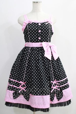 画像: Angelic Pretty / Candy Popジャンパースカート Free ブラック/ピンク H-24-09-14-011-AP-OP-NS-ZH