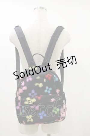 画像: NieR Clothing / 総柄BACK PACK  黒 H-24-09-15-007-PU-BG-KB-ZH