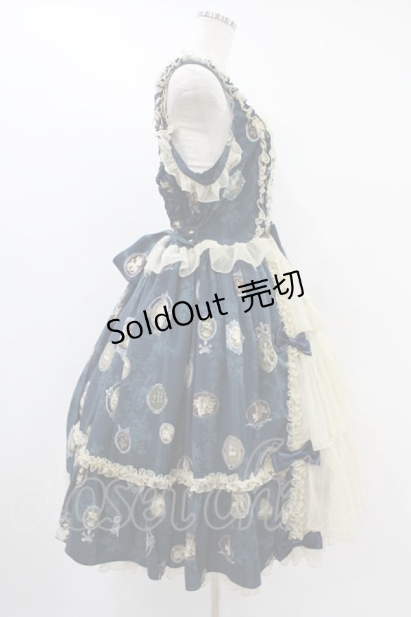 画像3: metamorphose / 【プラスサイズ】Vintage cameo チュールフリルリボンdress プラスサイズ アンティークブルー(Navy) H-24-09-17-012-ME-OP-NS-ZH (3)