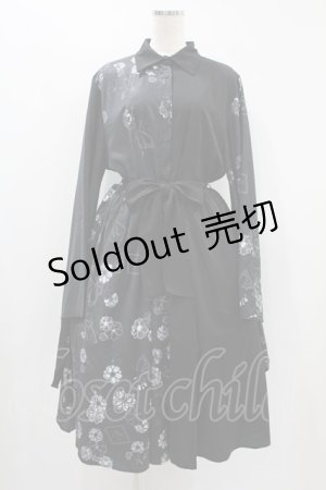 画像: NieR Clothing / 着物風袖2WAY TWO-TONE DRESS  黒 H-24-09-24-1054-PU-OP-KB-ZH