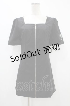 画像: NieR Clothing / 袖刺繍ZIPブラウス  黒 H-24-09-24-1064-PU-BL-KB-ZH