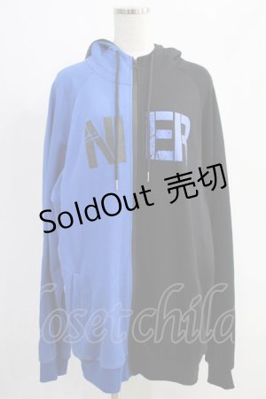 画像: NieR Clothing / TWO-TONE ZIP PARKA  黒×青 H-24-09-27-044-PU-TO-KB-ZH