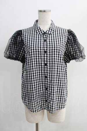 画像: Candy Stripper / TULLE PUFF GINGHAM SHIRT 2 黒 H-24-09-27-071-PU-BL-KB-ZT151