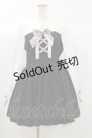 画像: NieR Clothing / 配色切替ワンピース  黒×白 H-24-09-29-075-PU-OP-KB-ZH