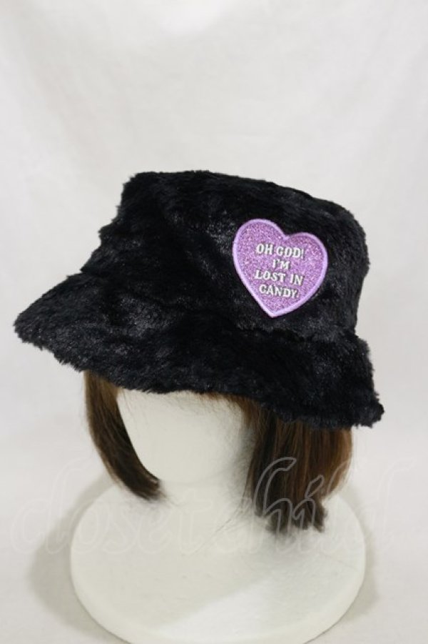 画像1: Candy Stripper / FUR BUCKET HAT  黒 H-24-09-29-003-PU-AC-KB-ZH (1)