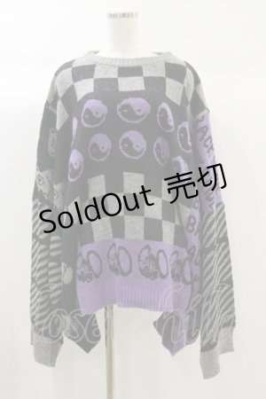 画像: Candy Stripper / BACK SLIDE KNIT  GRAY×BLACK×PURPLE H-24-09-29-027-PU-TO-KB-ZH